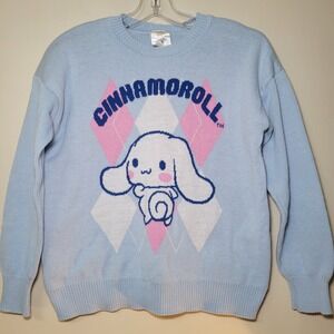 Cinnamoroll by Sanrio Argyle Sweater Blue Woman's Medium‎